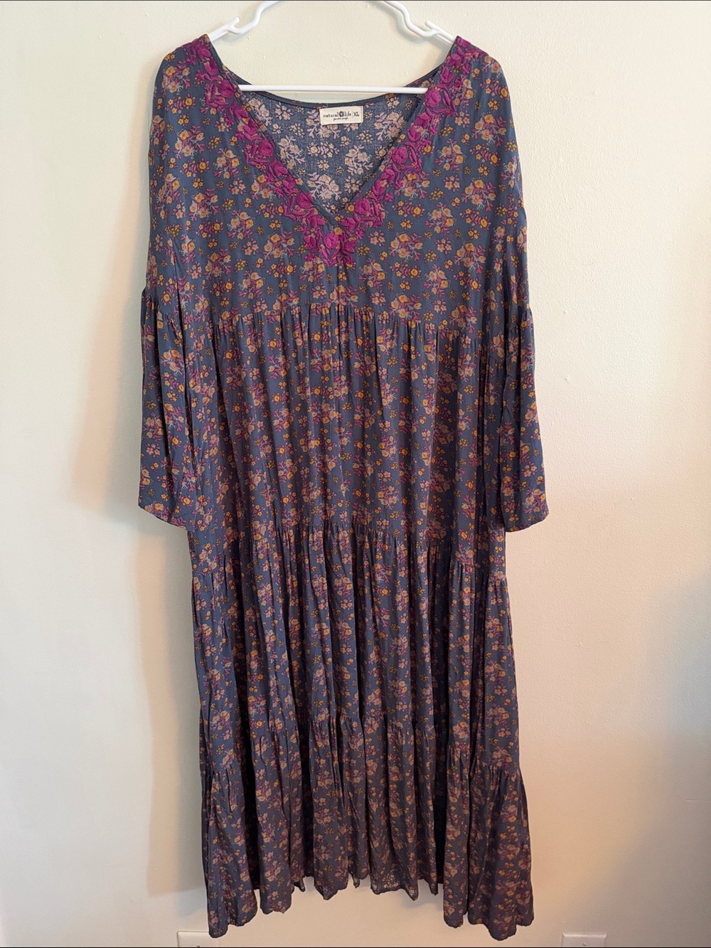 NATURAL LIFE Embroidered Boho Midi Dress